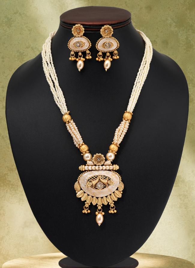   Wedding Wear  Golden Color Matte Gold Meenakari Necklace Set